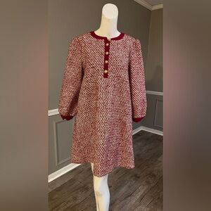 Shop The Mint Tweed Dress – XL – Burgundy & Gold Button Detail